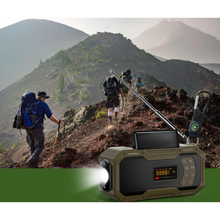 Radio FM solaire multifonctions, enceinte Bluetooth, batterie externe 5000mah