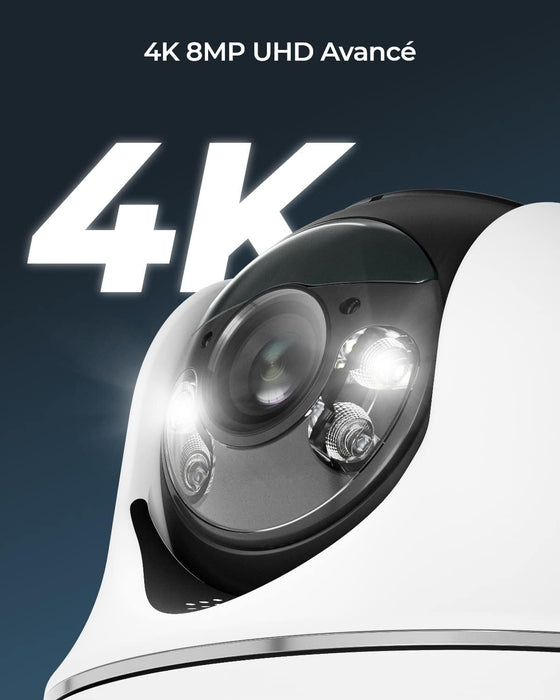 Reolink Argus PT Ultra - Caméra solaire Wifi 4K 8MP 360° avec carte SD Kingston 64Go inclus - Vision Nocturne Couleur