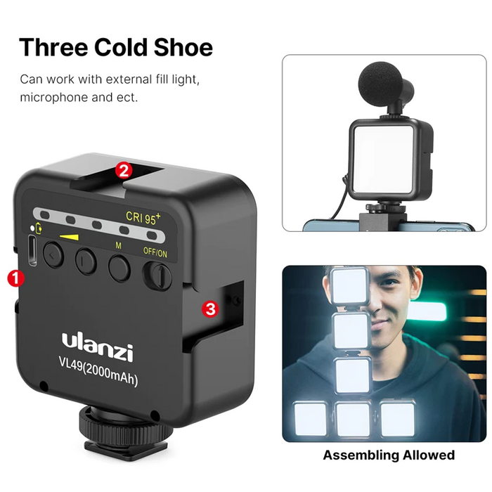 Ulanzi ST-08 - Kit vlogging (trépied + support + lampe rechargeable)