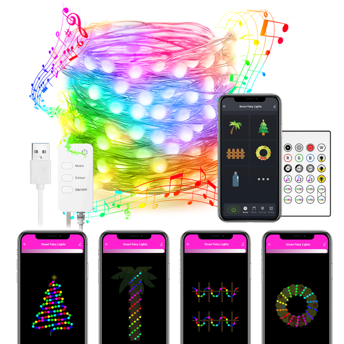Guirlande LED flexible multicolore connectée (Bluetooth) 5 mètres / 10 mètres