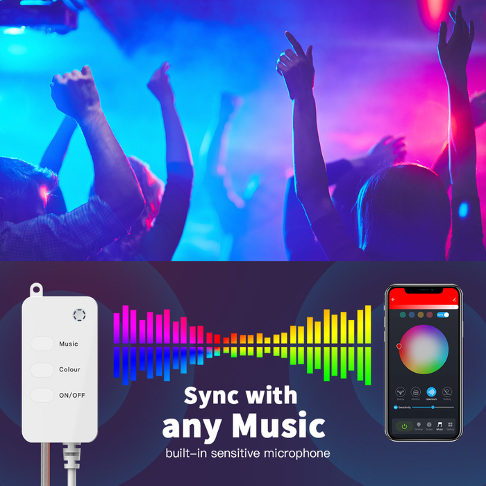 Guirlande LED flexible multicolore connectée (Bluetooth) 5 mètres / 10 mètres