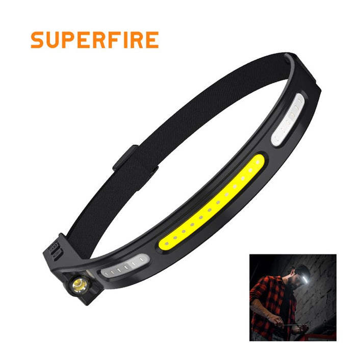 Supfire - Lampe frontale COB 400lm blanc froid 6000K, rechargeable