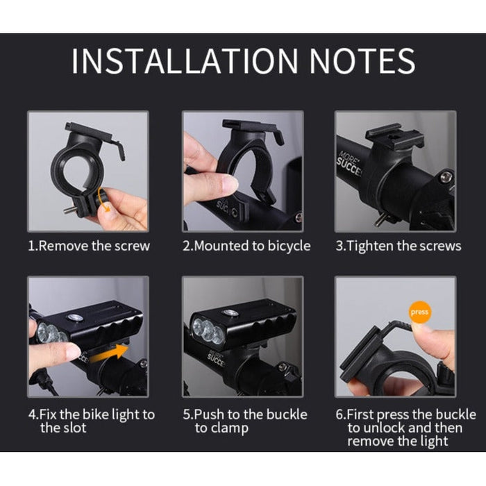 Lampe puissante rechargeable pour vélo, avec lampe arrière inclus