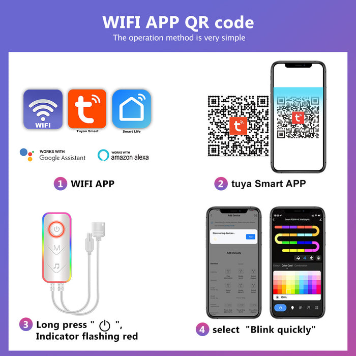 Neon LED flexible dynamique & multicolore connectée (Wifi) 3 mètres/ 5 mètres