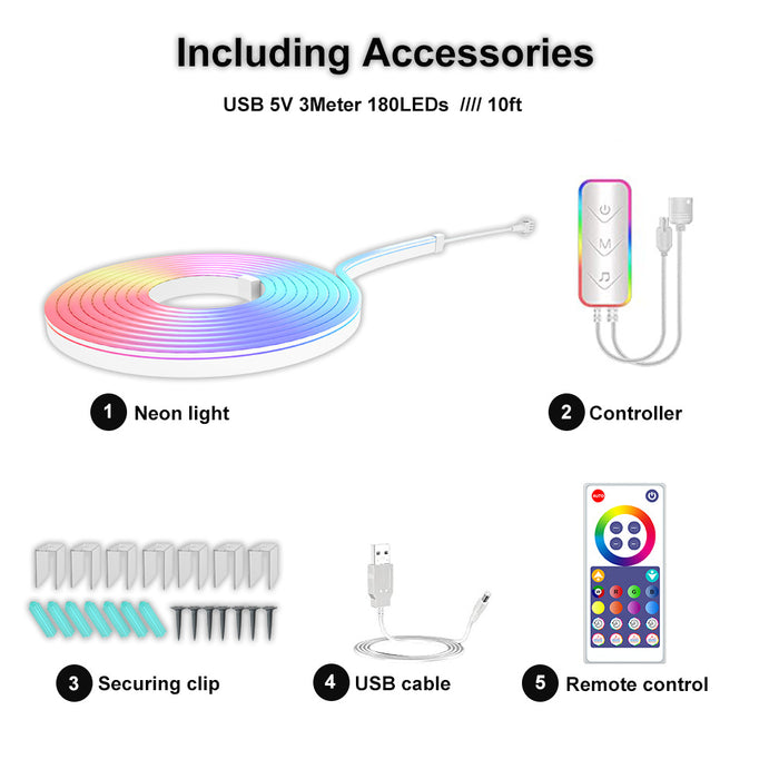 Neon LED flexible dynamique & multicolore connectée (Wifi) 3 mètres/ 5 mètres