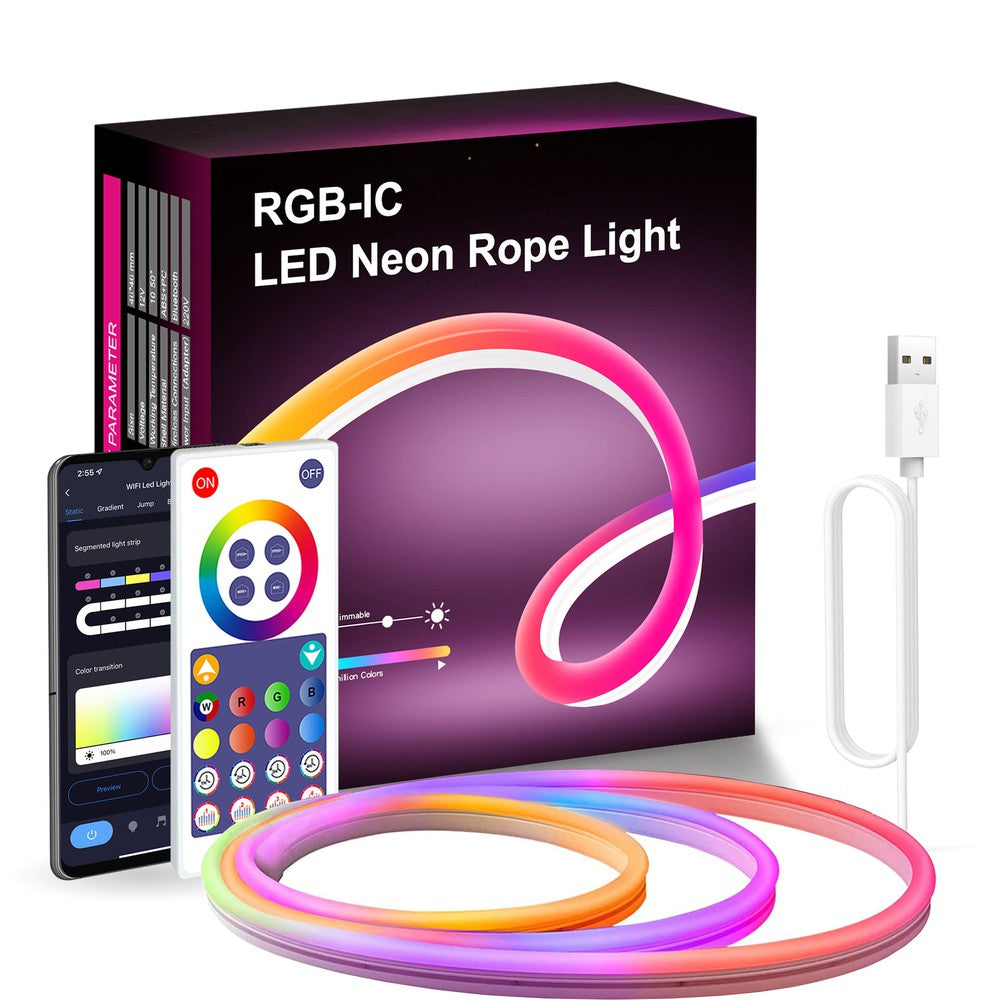 Neon LED flexible dynamique & multicolore connectée (Wifi) 3 mètres/ 5 mètres
