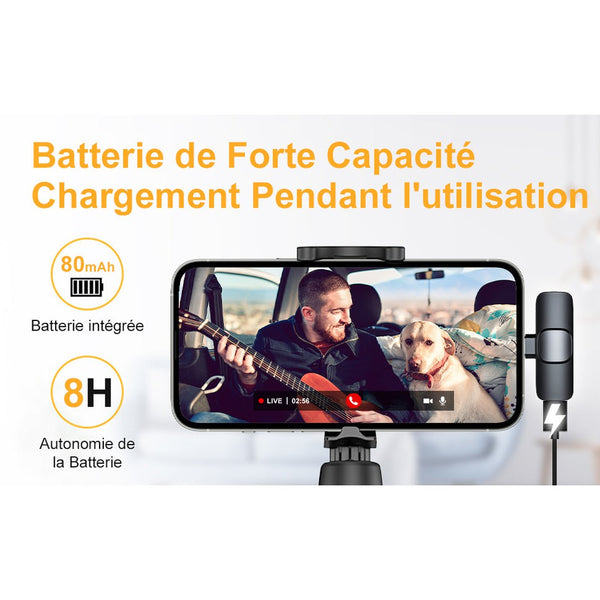 Moman CP1(C) - Microphone cravate Bluetooth pour Android (type-C)