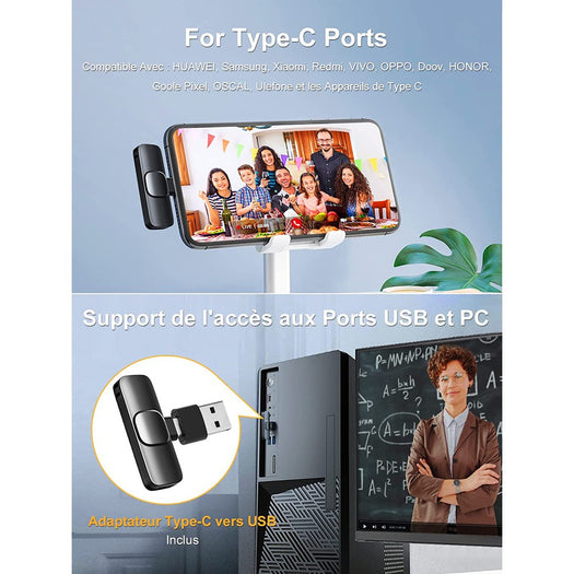 Moman CP1(C) - Microphone cravate Bluetooth pour Android (type-C)