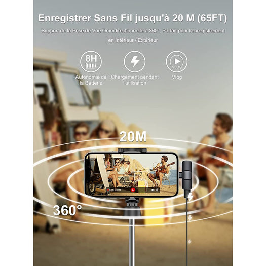Moman CP1(C) - Microphone cravate Bluetooth pour Android (type-C)
