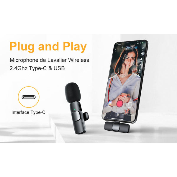Moman CP1(C) - Microphone cravate Bluetooth pour Android (type-C)