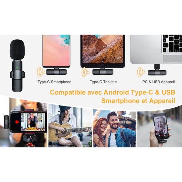 Moman CP1(C) - Microphone cravate Bluetooth pour Android (type-C)