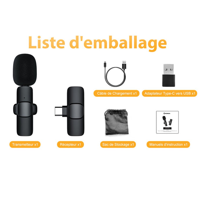 Moman CP1(C) - Microphone cravate Bluetooth pour Android (type-C)