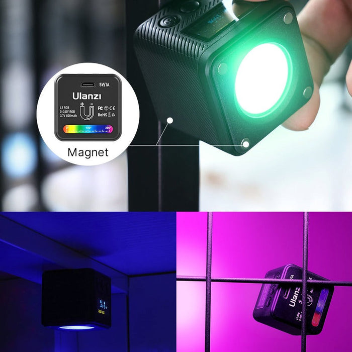 Ulanzi L2RGB - Projecteur LED multicolore rechargeable, magnétique