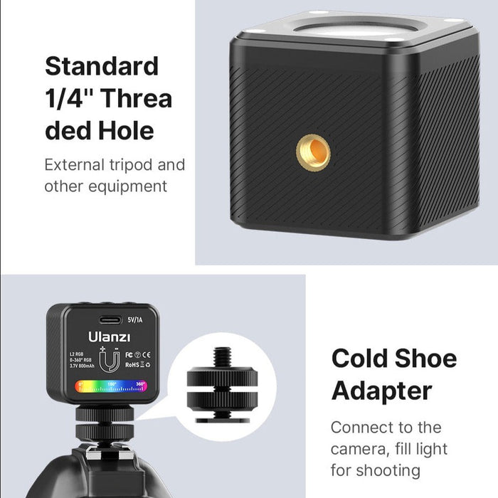 Ulanzi L2RGB - Projecteur LED multicolore rechargeable, magnétique