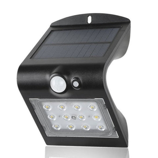 Applique LED solaire d’extérieur, 2 modes d’éclairage, détecteur de mouvement (Noir)