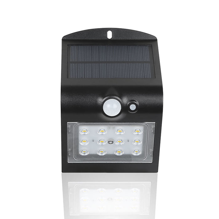 Applique LED solaire d’extérieur, 2 modes d’éclairage, détecteur de mouvement (Noir)