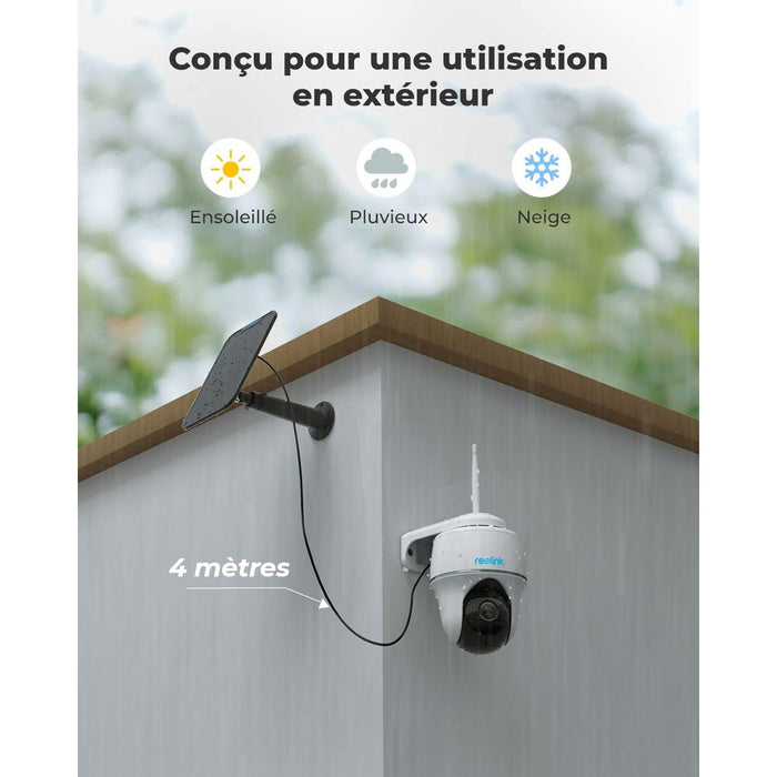 Reolink Argus PT 2024 - Caméra solaire Wifi 5MP 360° avec carte SD Kingston 32Go inclus - Détection intelligente - Projecteur LED