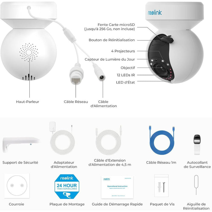 Reolink E1 outdoor - Caméra Wifi 5MP 360° avec suivi automatique - Détection intelligente