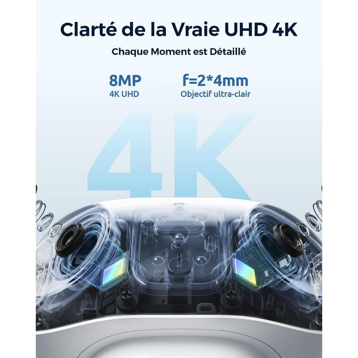 Reolink Argus 4 Pro - Caméra solaire 180° avec vision nocturne invisible, carte SD Kingston 64Go inclus