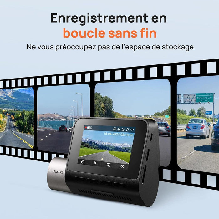 70mai - Caméra embarquée double avant/arrière, mode stationnement 24h/24, détection de mouvement, vision nocturne