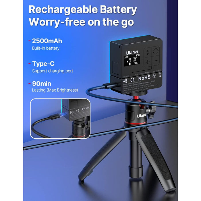 Ulanzi VL49 Pro - Projecteur LED RGB 2500K-9500K rechargeable, 20 effets de lumière