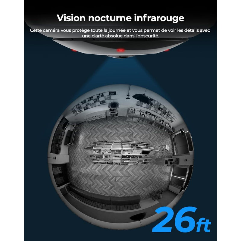 Caméra plafonnier POE 360 degrés - Reolink FE-P-Tektek