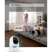 Eufy E220 - Caméra intérieure 360° 2K WIFI, Détection des Humains et Animaux par l'IA, Assistants Vocaux-Tektek