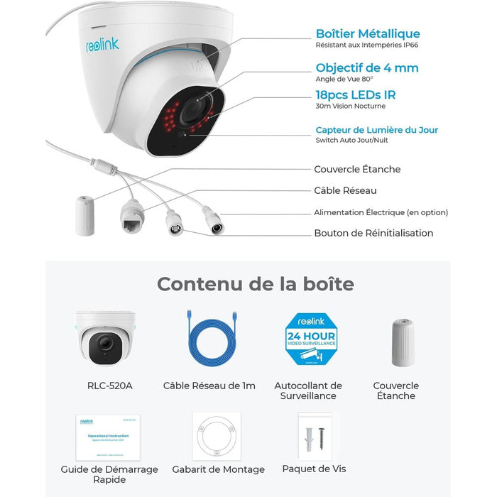 Reolink RLC-520A - Caméra POE étanche 5MP