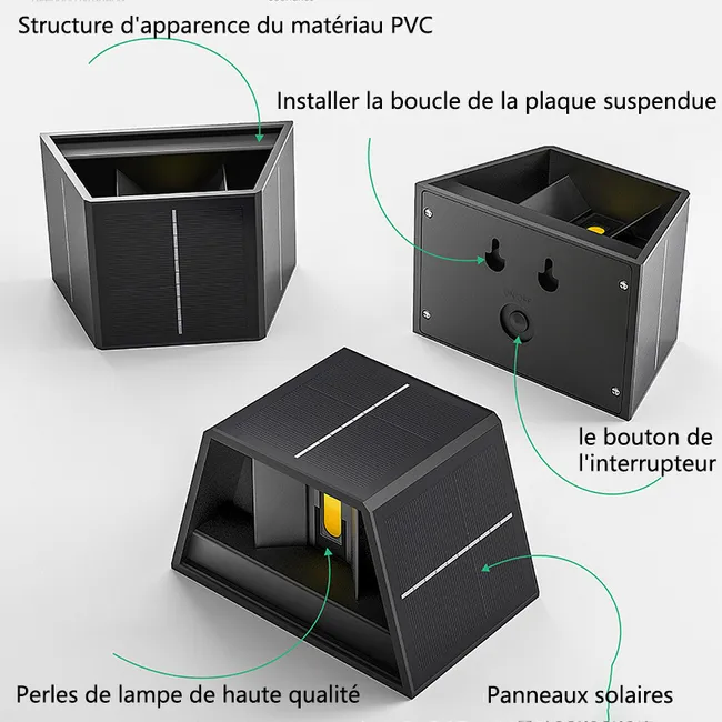 Applique murale solaire haut/bas ajustable