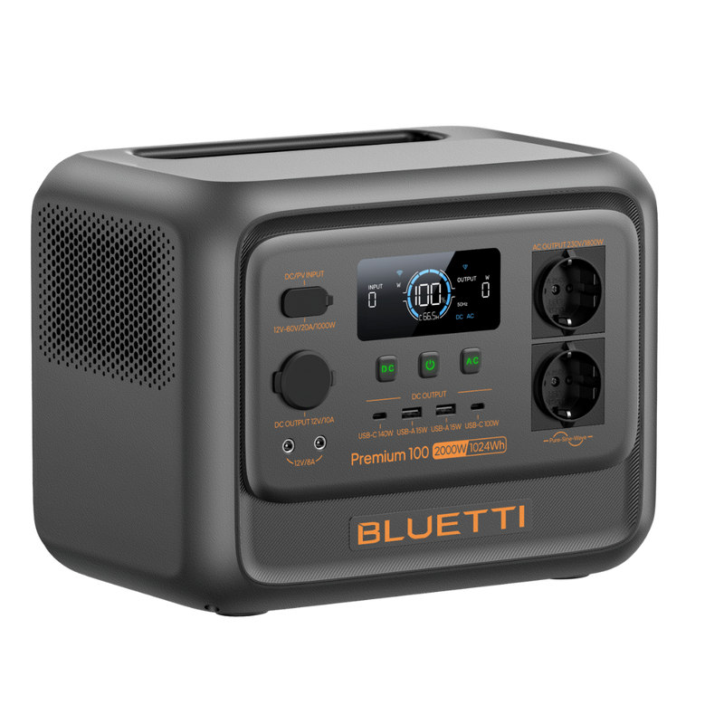 Bluetti Premium 100 V2 – Générateur solaire portable 1 800 W / 1 024 Wh