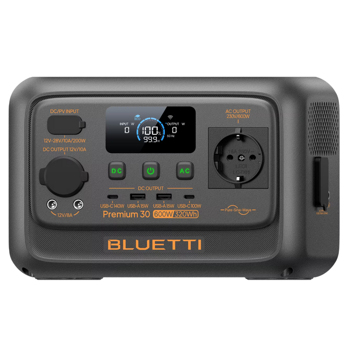 Bluetti Premium 30 V2 – Générateur solaire portable 600 W / 320 Wh