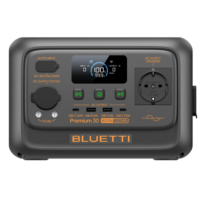 Bluetti Premium 30 V2 – Générateur solaire portable 600 W / 320 Wh