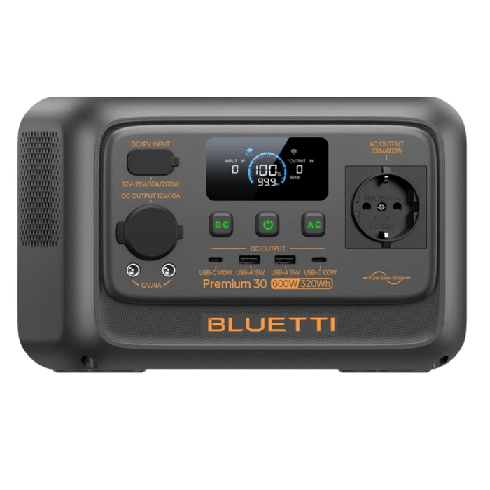 Bluetti Premium 30 V2 – Générateur solaire portable 600 W / 320 Wh