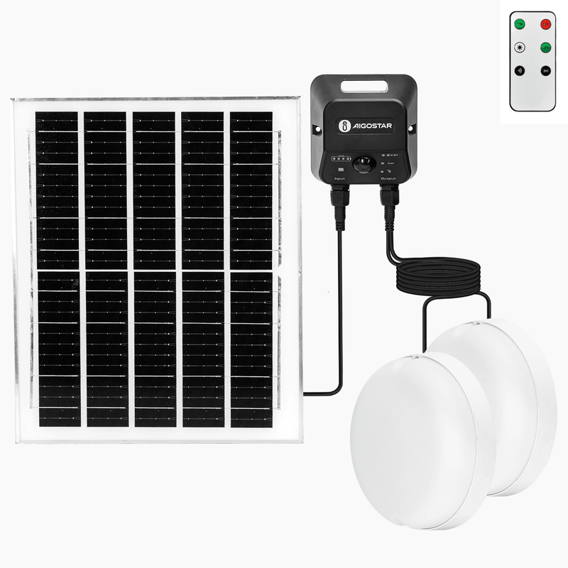 Aigostar - Kit 2 Hublots solaires 140W - PIR - Blanc Froid