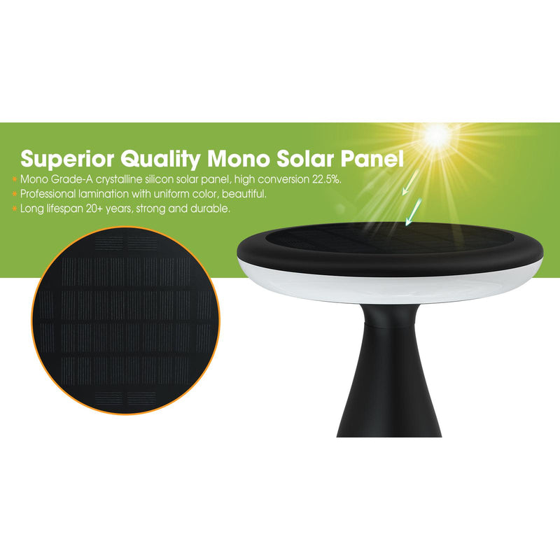 Lampe de table solaire noir
