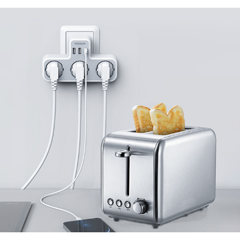 Tessan-Multiprise mural 3 prises 3 USB