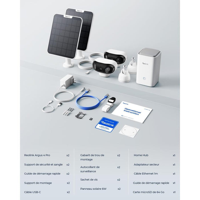 Pack Reolink - Enregistreur sans fil Home Hub 64Go + 2 caméras solaires Argus 4 Pro