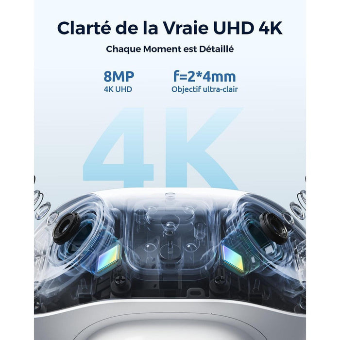Reolink Argus 4 Pro - Caméra solaire 180° avec vision nocturne invisible, carte SD Kingston 64Go inclus