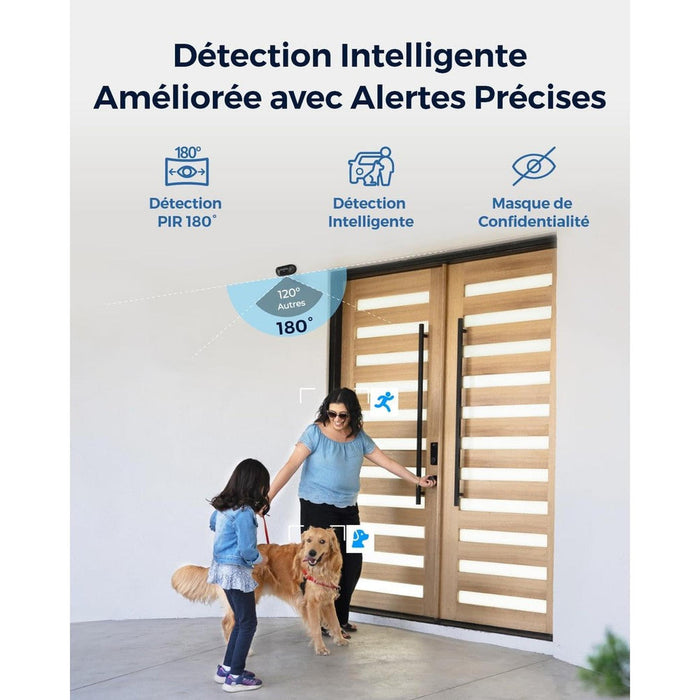 Reolink Argus 4 Pro - Caméra solaire 180° avec vision nocturne invisible, carte SD Kingston 64Go inclus
