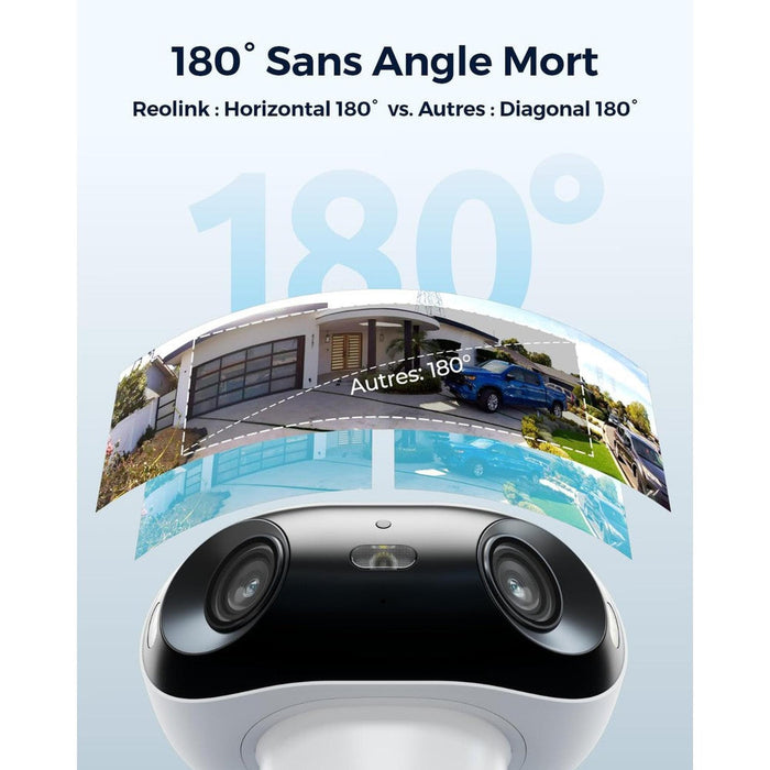 Reolink Argus 4 Pro - Caméra solaire 180° avec vision nocturne invisible, carte SD Kingston 64Go inclus