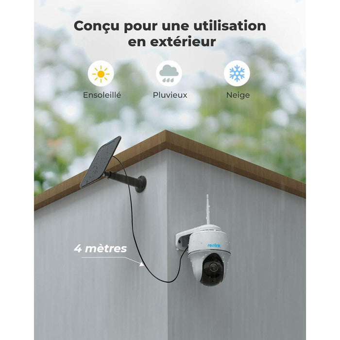 Reolink Argus PT 2024 - Caméra solaire Wifi 5MP 360° avec carte SD Kingston 32Go inclus - Détection intelligente - Projecteur LED