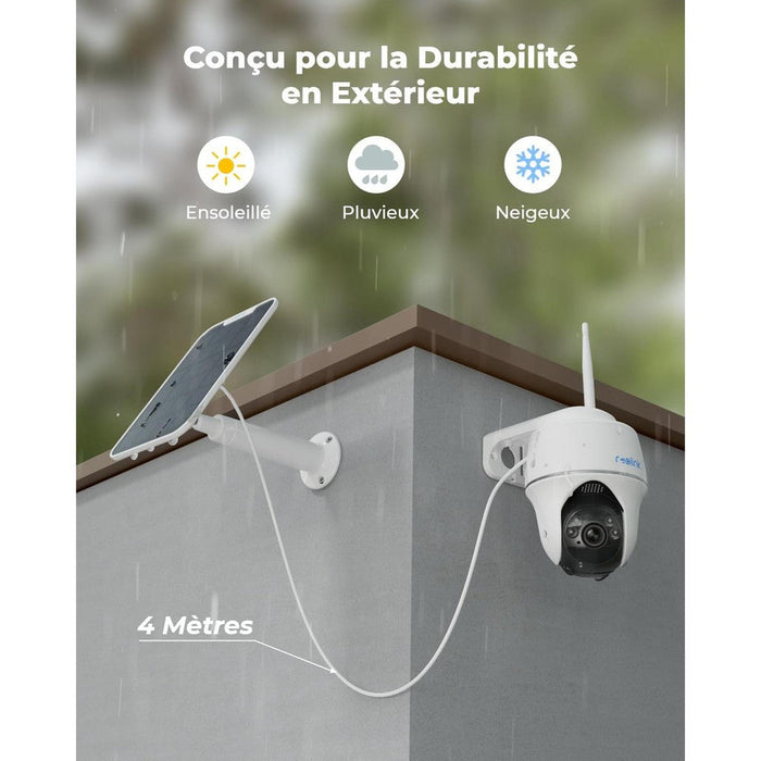 Reolink Argus PT 2024 - Caméra solaire Wifi 5MP 360° avec carte SD Kingston 32Go inclus - Détection intelligente - Projecteur LED