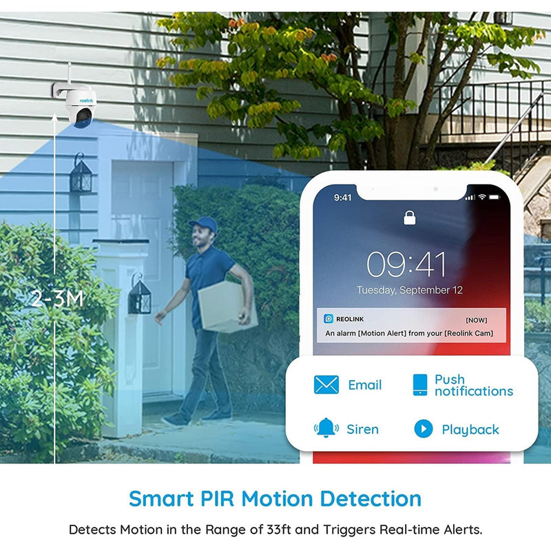 Reolink Argus PT Lite - Caméra solaire Wifi 3MP 360° - Détection intelligente