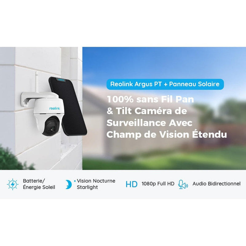 Reolink Argus PT Lite - Caméra solaire Wifi 3MP 360° - Détection intelligente