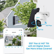 Reolink Argus PT Lite - Caméra solaire Wifi 3MP 360° - Détection intelligente