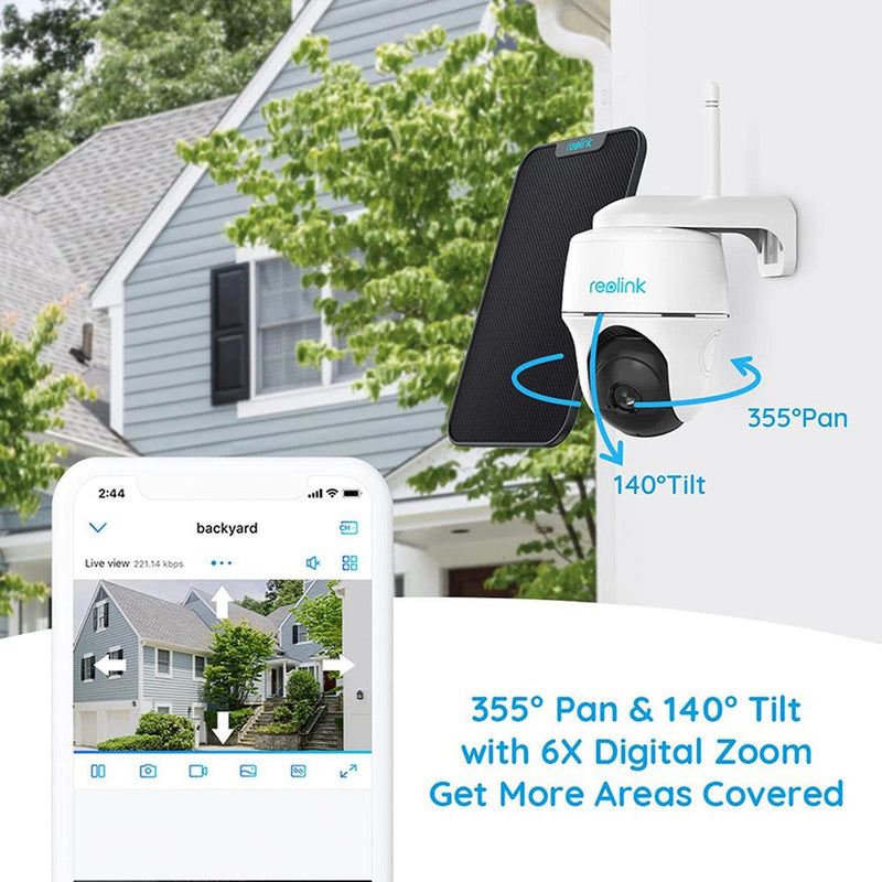 Reolink Argus PT Lite - Caméra solaire Wifi 3MP 360° - Détection intelligente