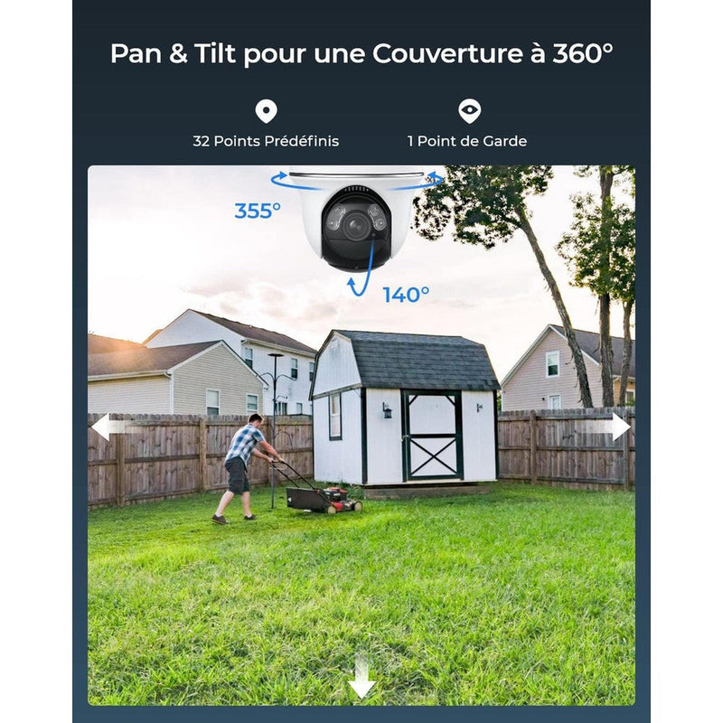 Reolink Argus PT Ultra - Caméra solaire Wifi 4K 8MP 360° - Vision Nocturne Couleur