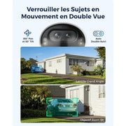 Reolink Argus Track - Caméra solaire Wifi 4K 8MP, double objectif 360° - Suivi de mouvement et zoom automatique