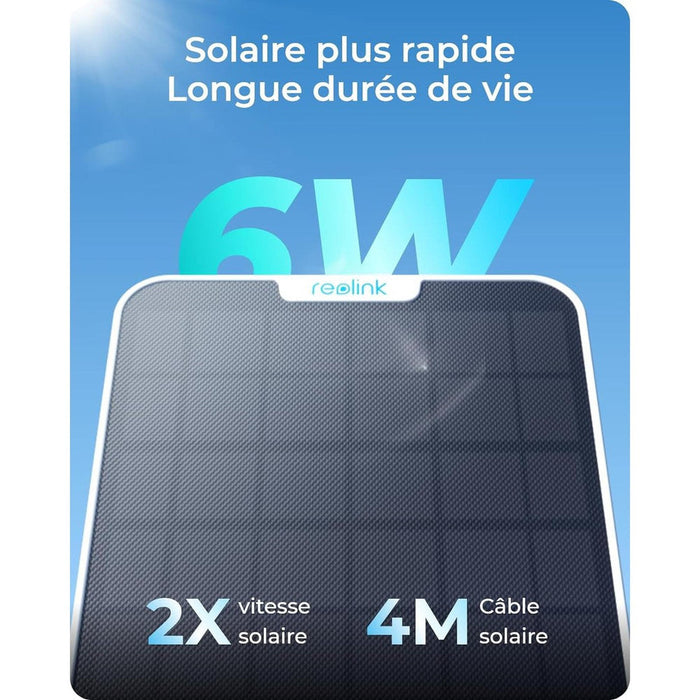 Reolink Argus Track - Caméra solaire Wifi 4K 8MP avec carte SD Kingston 64Go inclus, double objectif 360° - Suivi de mouvement et zoom automatique
