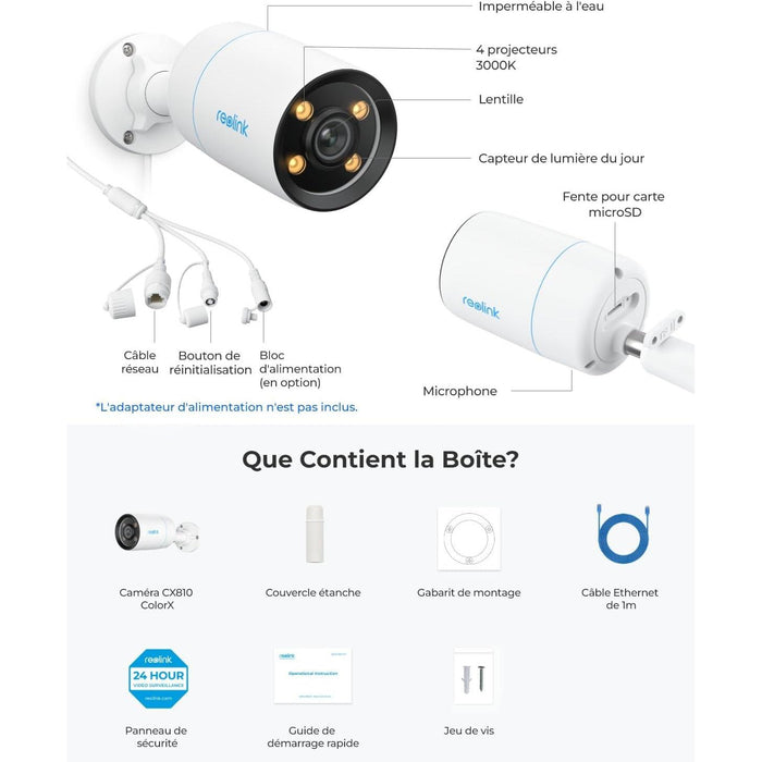 Reolink CX810 - Caméra POE 4K 8MP ColorX